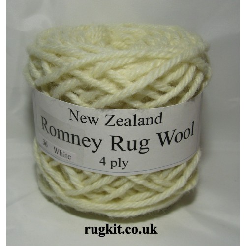 Romney rug wool 100g ball white